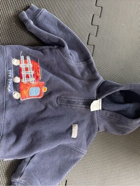 Carter's Navy Hooded Pullover with Red Fire Truck Patch